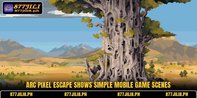 Arc Pixel Escape shows simple mobile game scenes