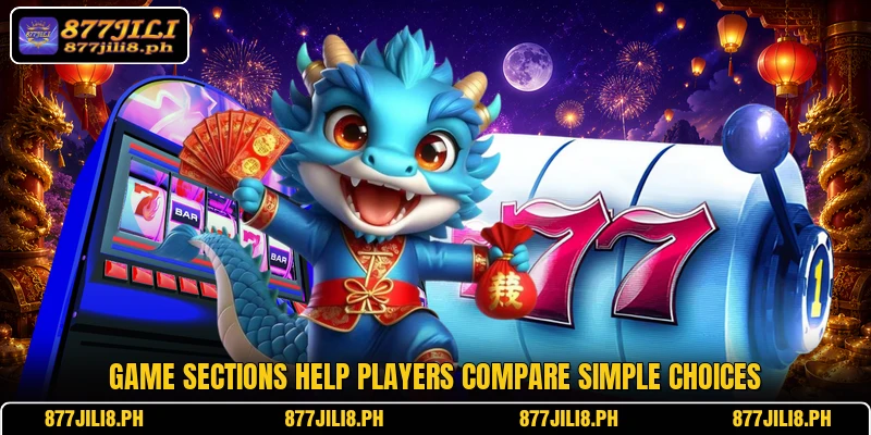 Game sections help players compare simple choices