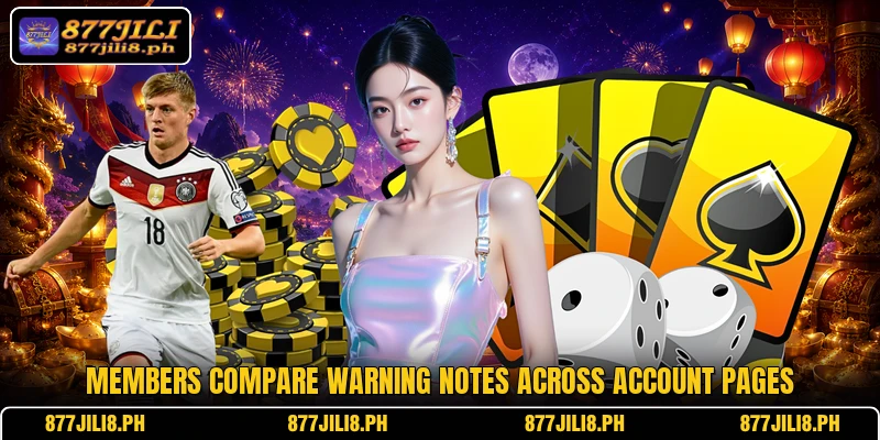 Members compare warning notes across account pages
