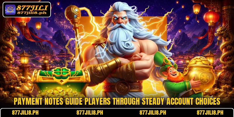 Payment notes guide players through steady account choices