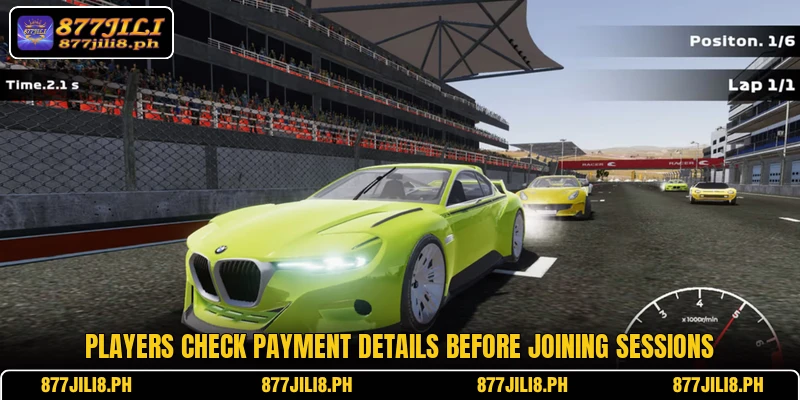 Players check payment details before joining sessions