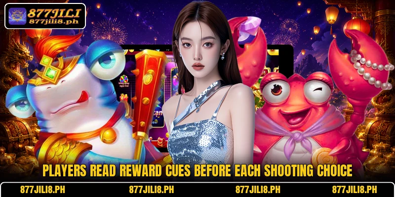 Players read reward cues before each shooting choice