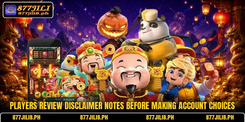 Players review disclaimer notes before making account choices