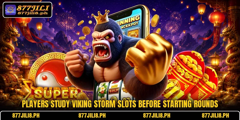 Players study Viking Storm Slots before starting rounds