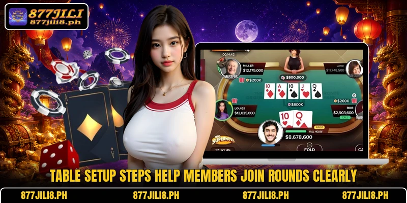 Table setup steps help members join rounds clearly